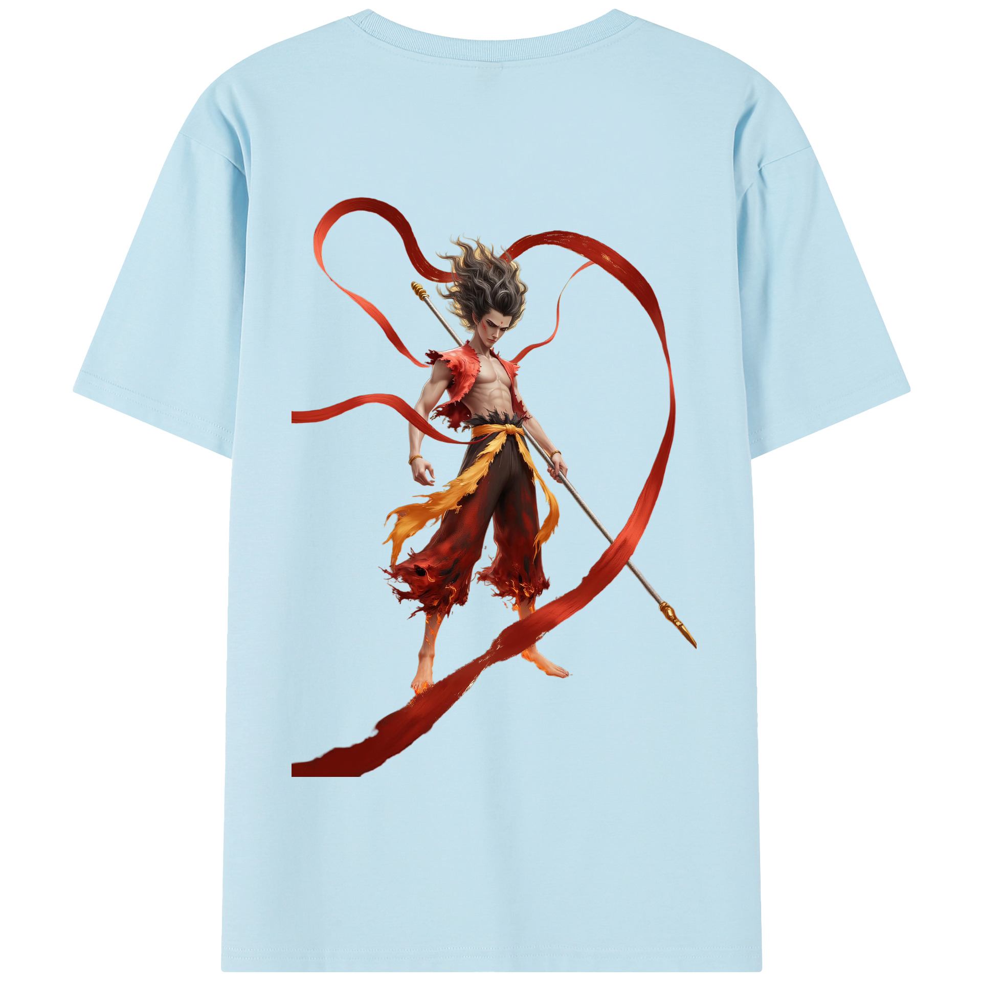 （画像用） Ne Zha 2 ナタ 魔童の大暴れ 綿100％半袖Tシャツ（背面プリント）